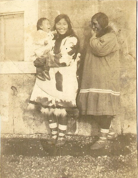 Gertrude Arnold holding ElizabethHensley and Mildred Sage from Kivalina