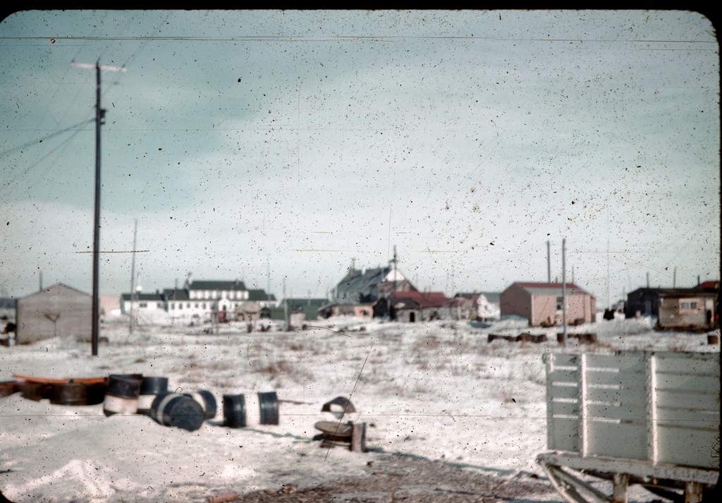 Kotzebue 1958 Large building is Hospital, School on the right